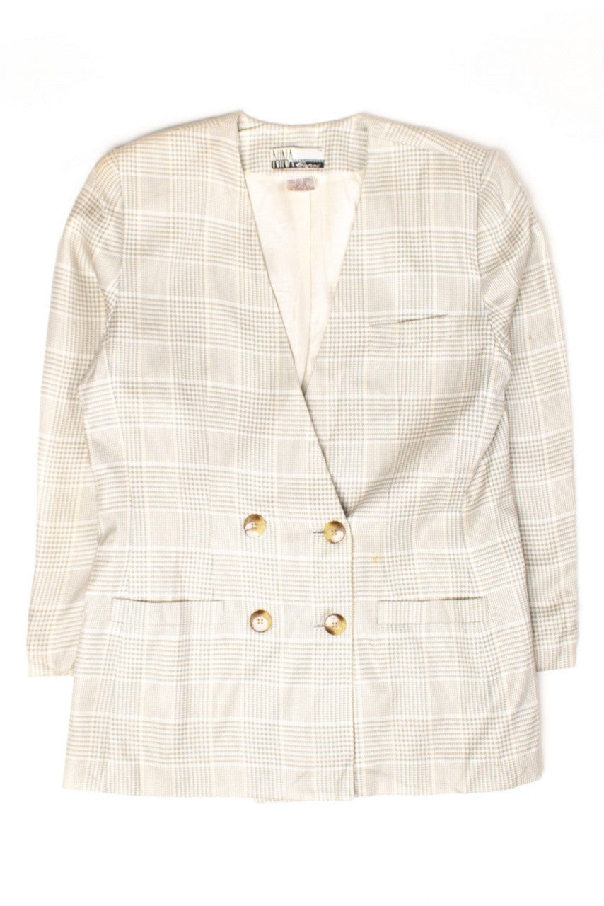 Vintage Gray Houndstooth Double Breasted Blazer (1980s)