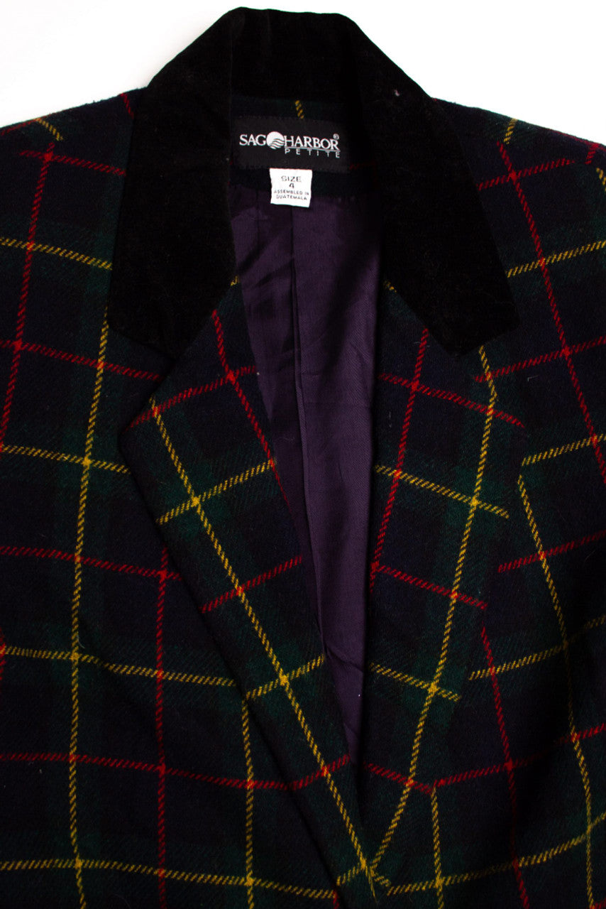 Vintage Navy & Green Single Button Blazer (1980s)
