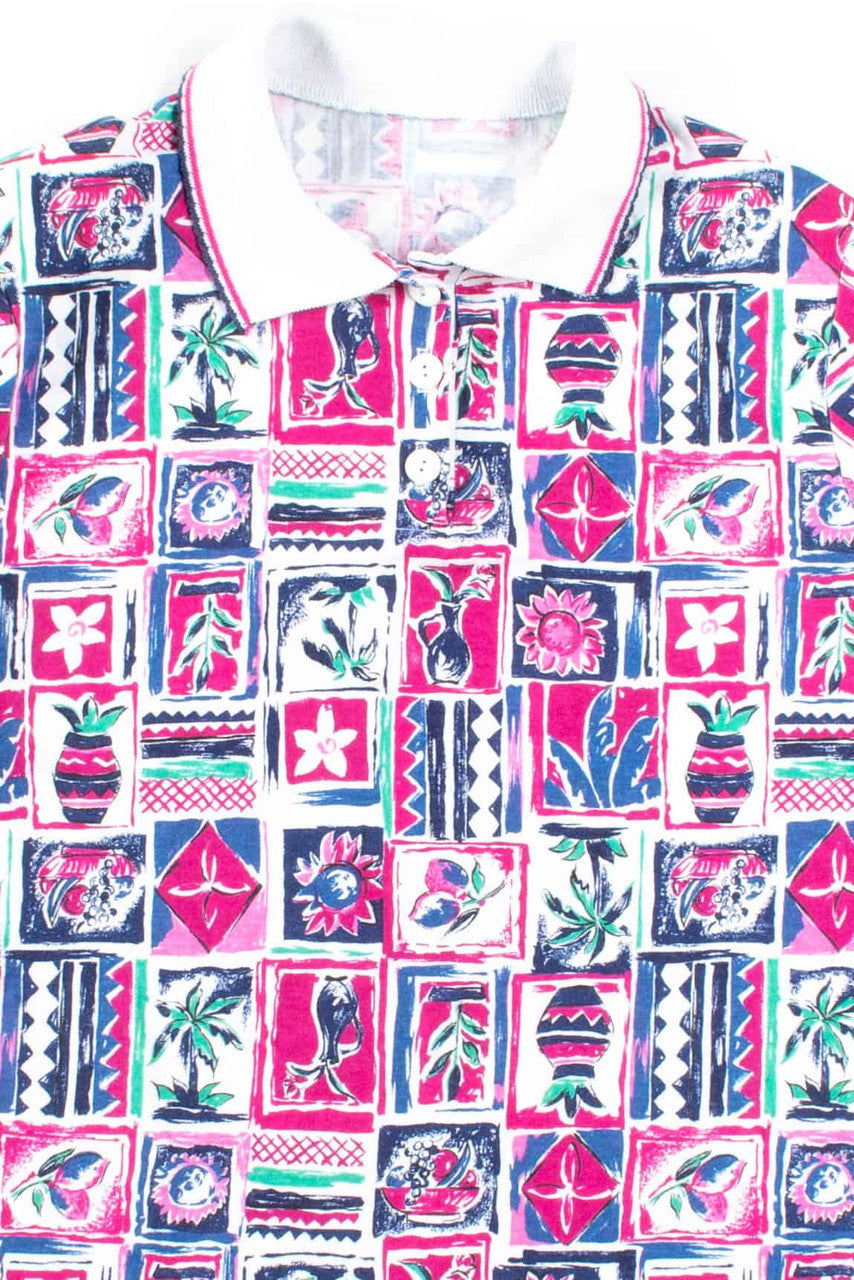 Pink Floral Polo Top