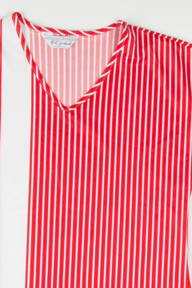 Red Vertical Striped Sleeveless Top