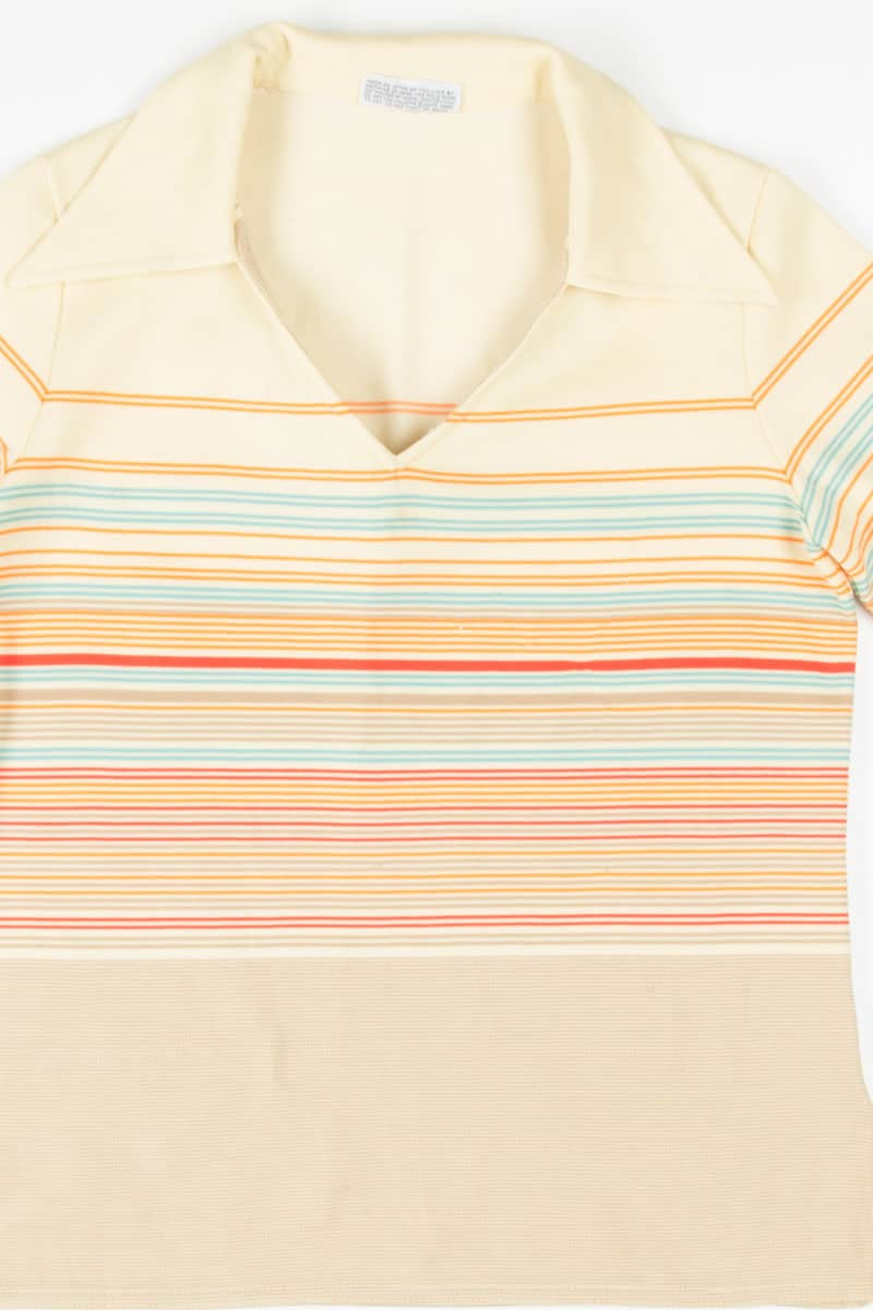 Retro Striped Collared Top