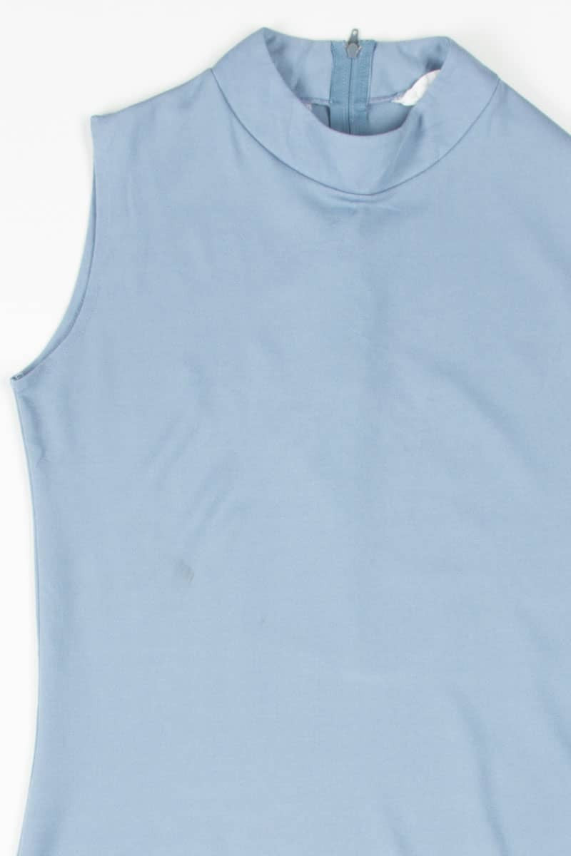 Dusty Blue Mock Neck Sleeveless Top