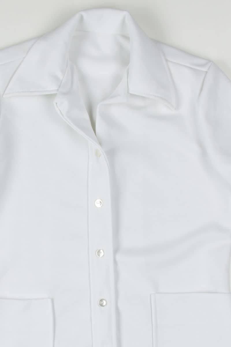 White Double Pocket Button Up Top 1