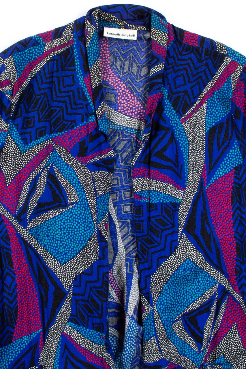 Indigo Abstract Open Front Jacket