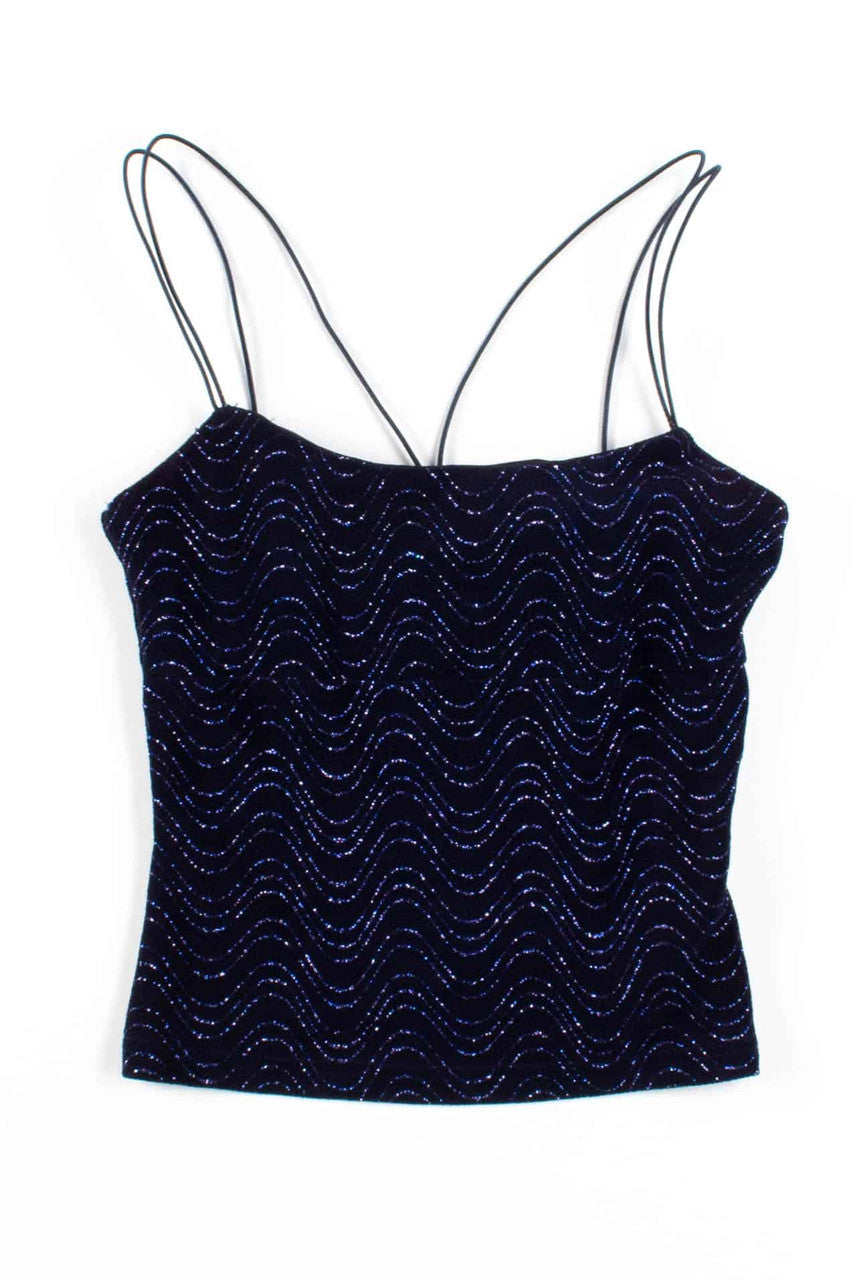 Black Glitter Spaghetti String Top