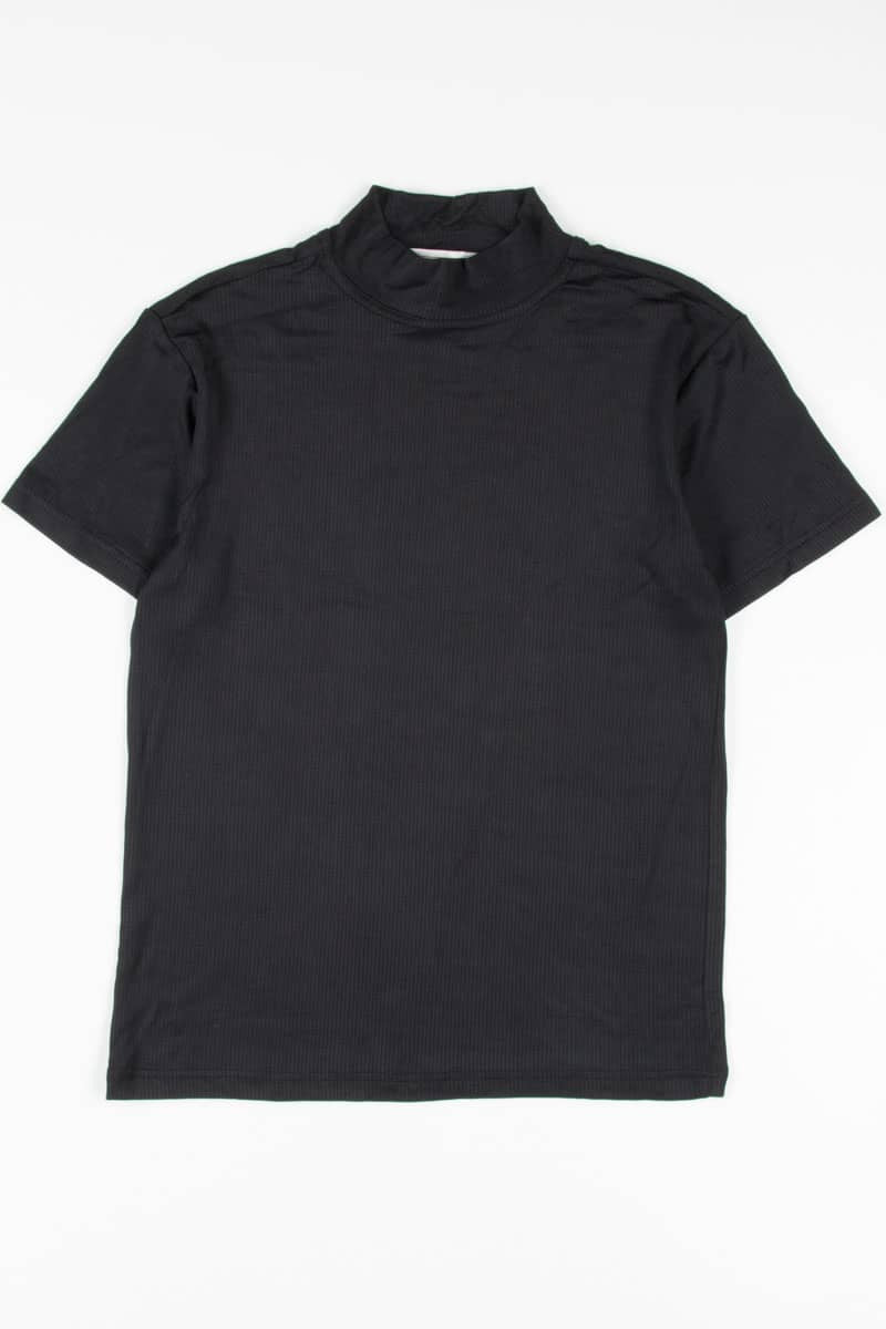 Black Ribbed Mock Neck Top