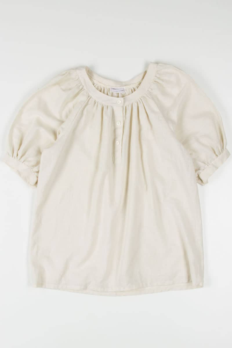 Cream Linen Peasant Top
