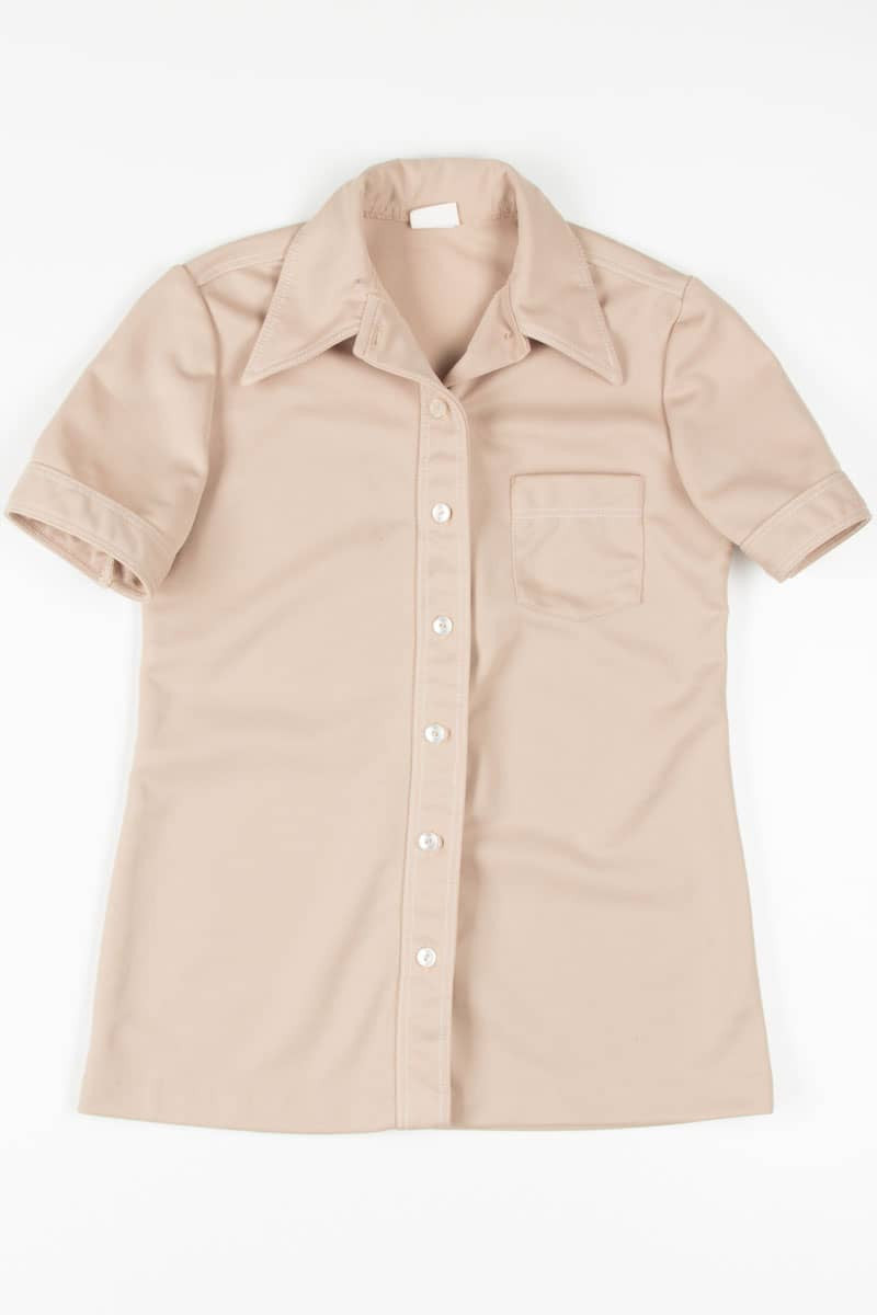 Tan Double Pocket Button Up Top