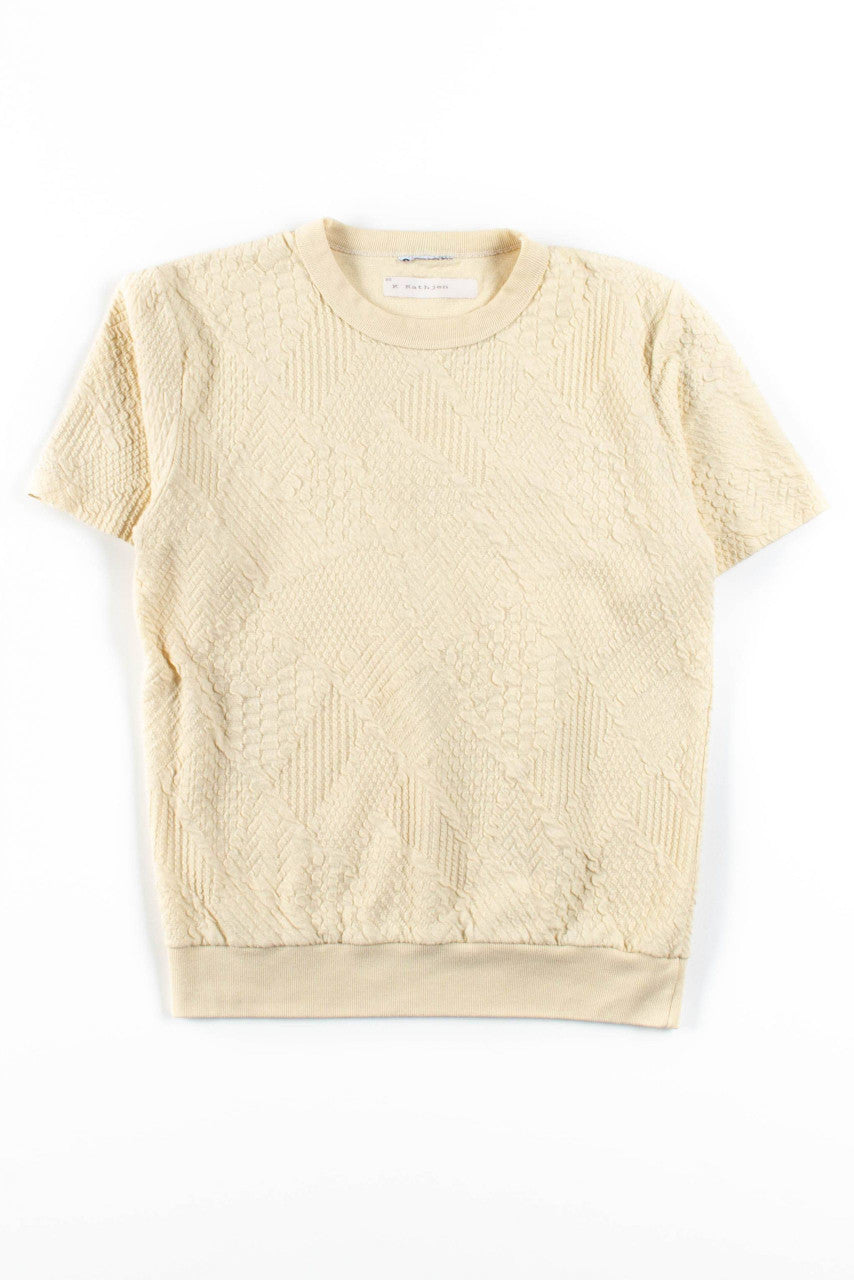 Beige Textured Tee Top