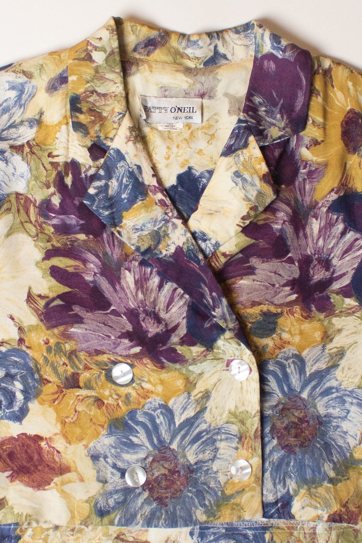 Vintage Cropped Floral Double Breasted Blouse (1980s)
