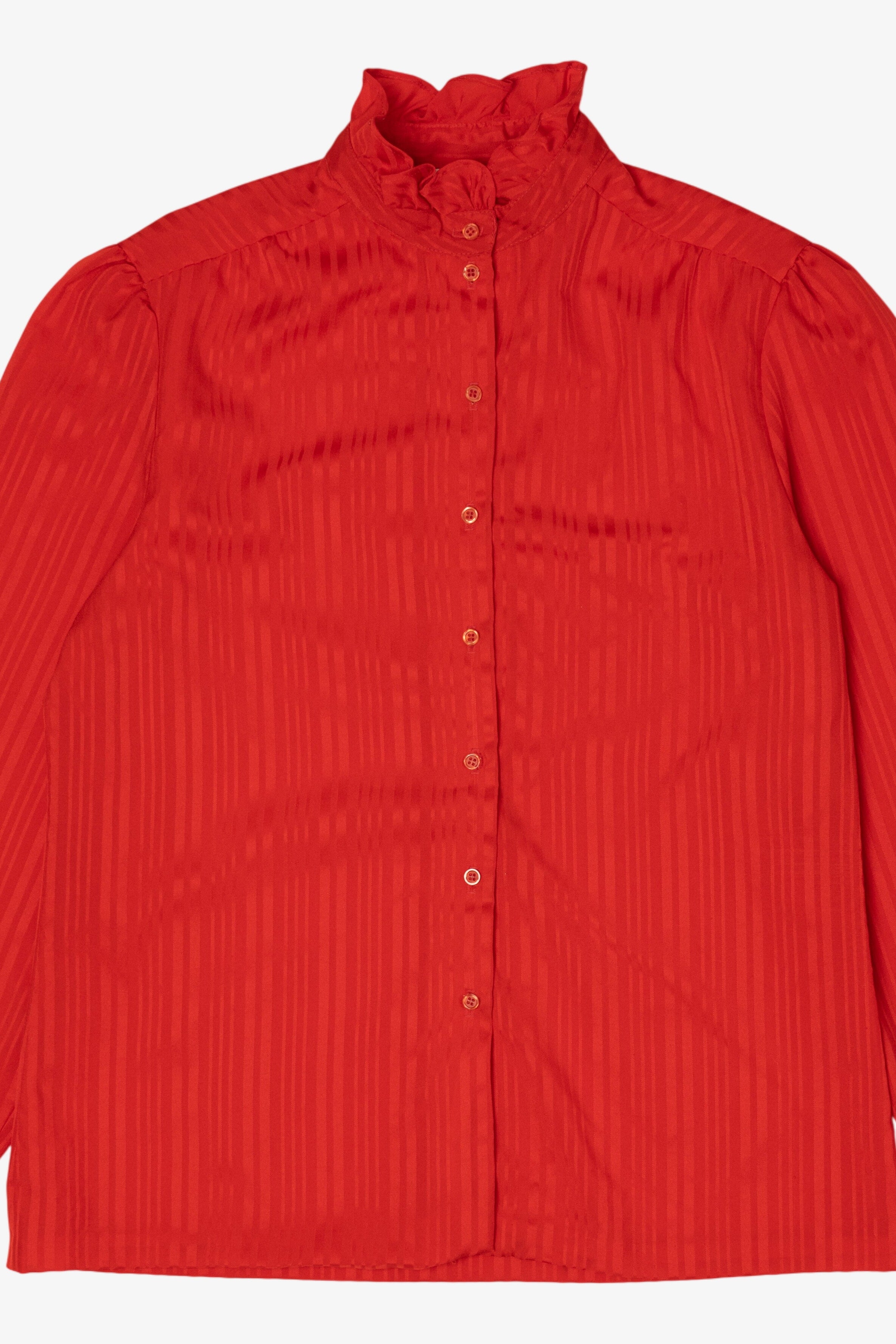 Vintage Red Ship'n Shore Ruffle Button Up Blouse (1980s)