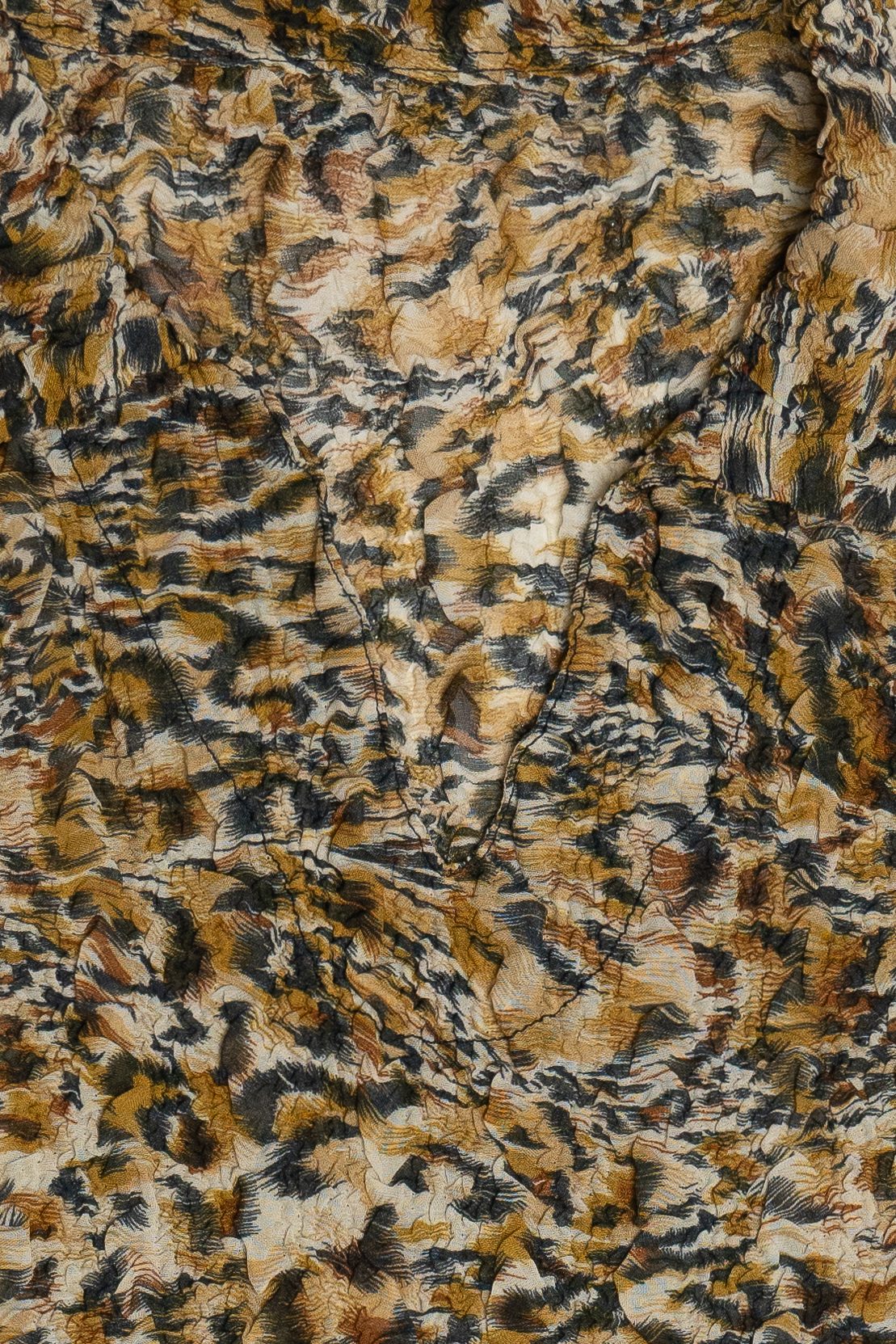 Vintage Stretchy Leopard Print V-Neck Collared Top (1990s)