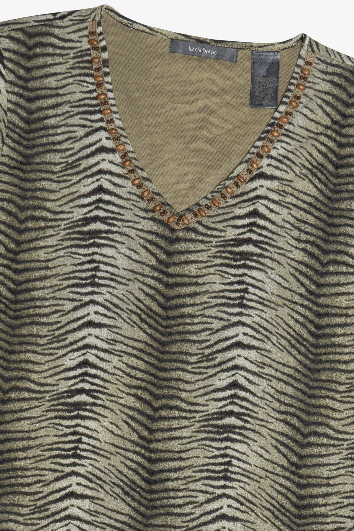Vintage Liz Claiborne Zebra Mesh Quarter Sleeve Top (2000s)
