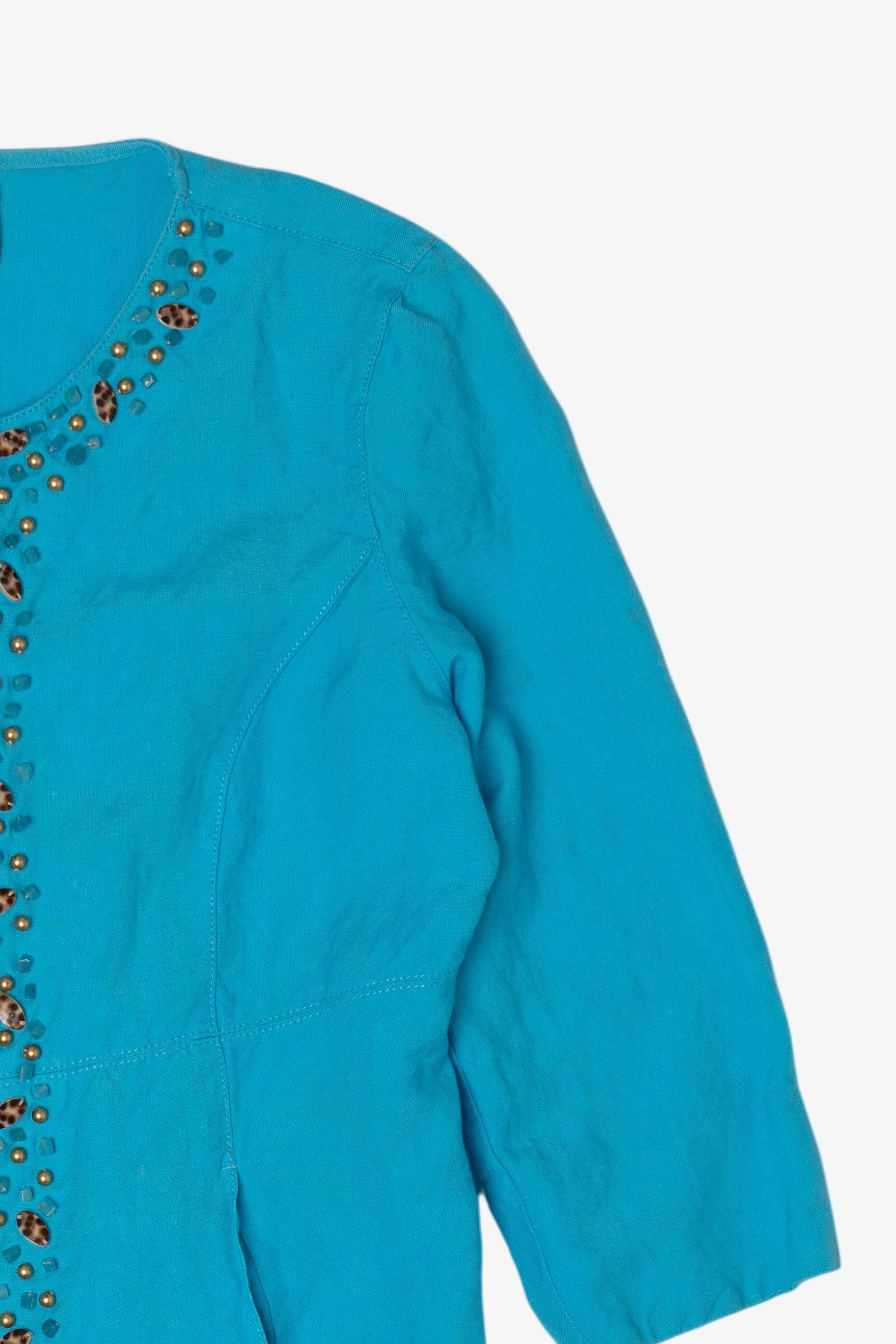 Vintage Y2k Turquoise Beaded Ruby Rd Cardigan (2000s)