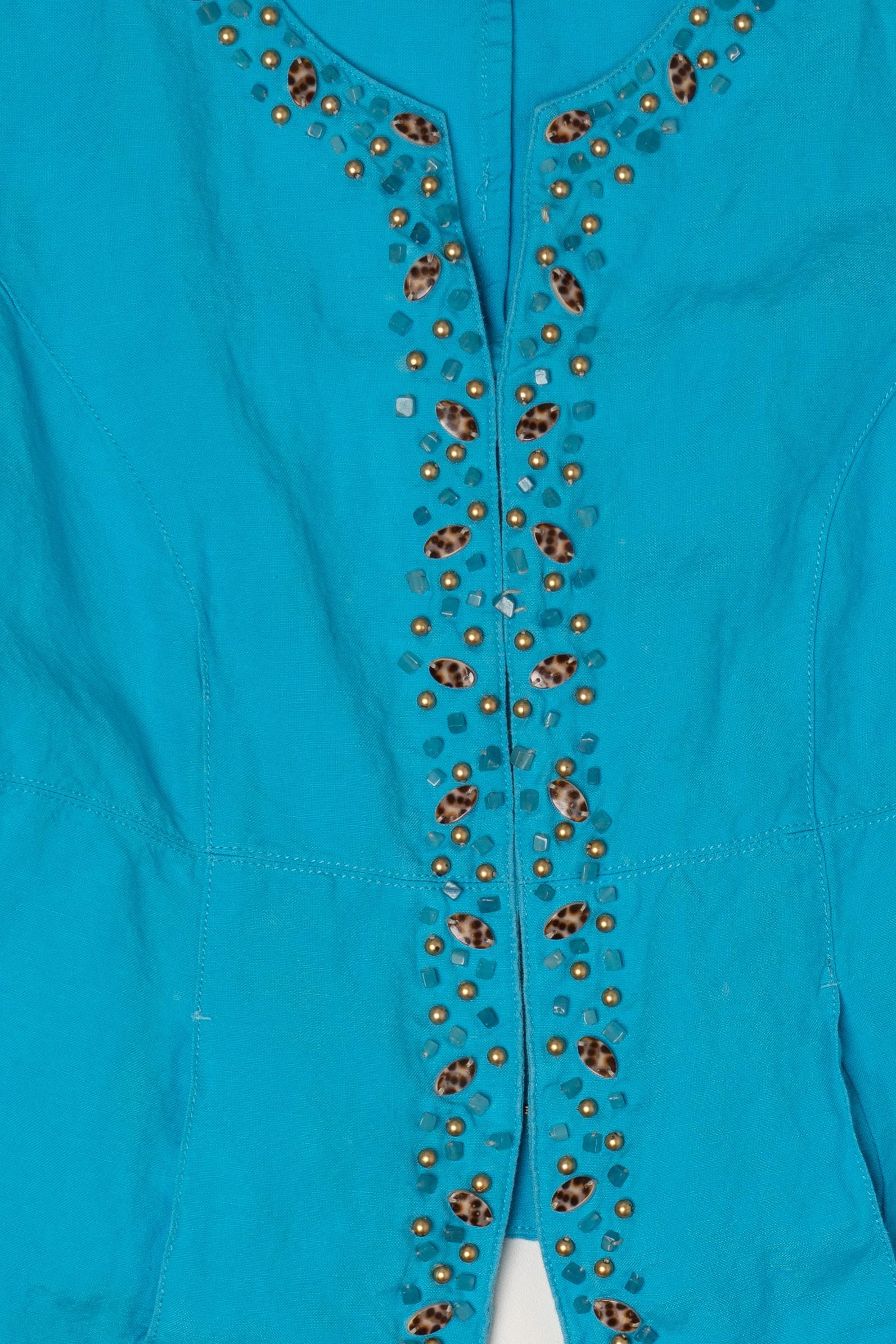 Vintage Y2k Turquoise Beaded Ruby Rd Cardigan (2000s)