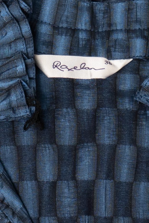 Navy Blue Roxelan Ruffled Collar Blouse