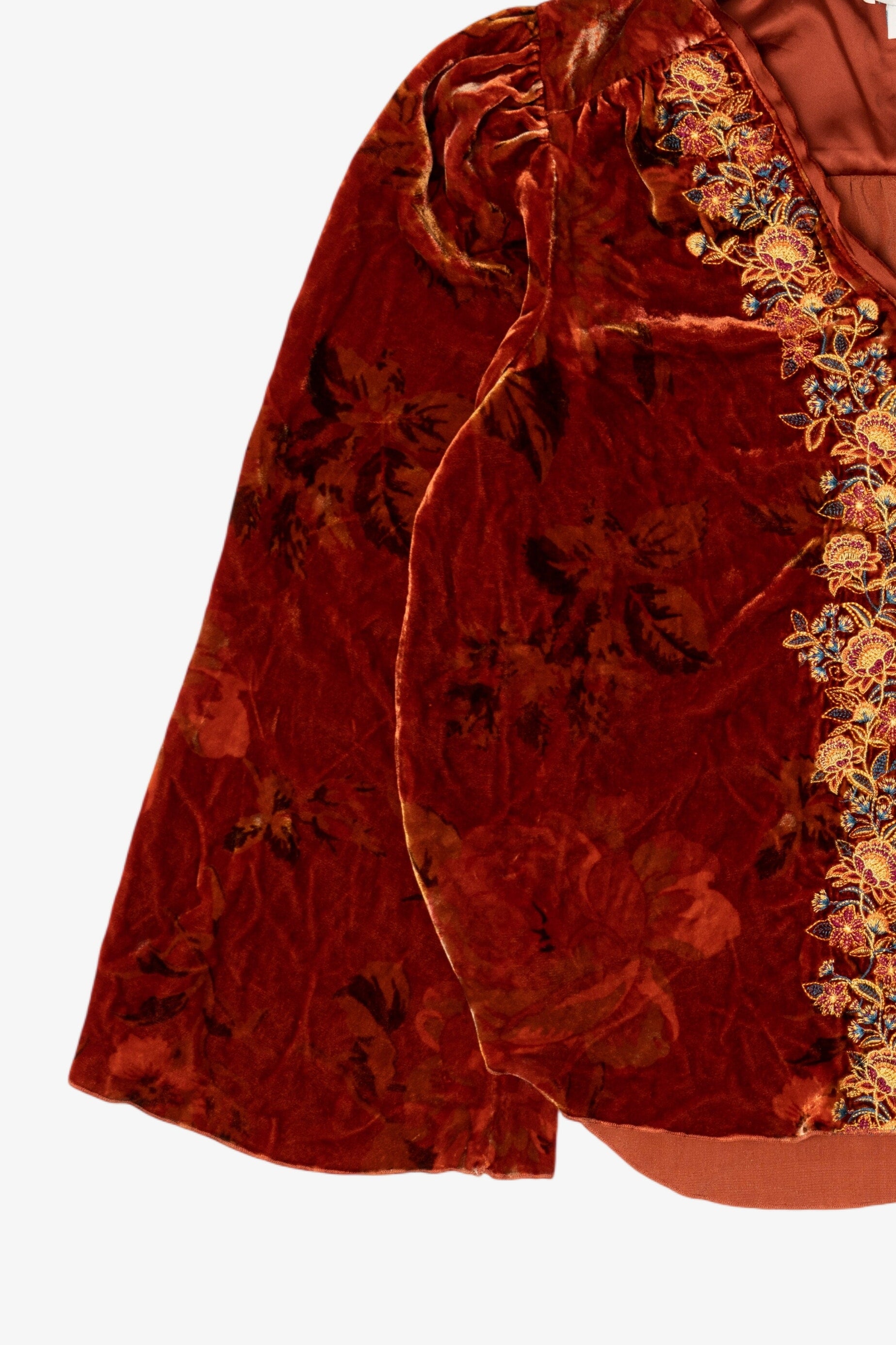Vintage Burnt Orange Sundance Velvet Blouse (2000s)