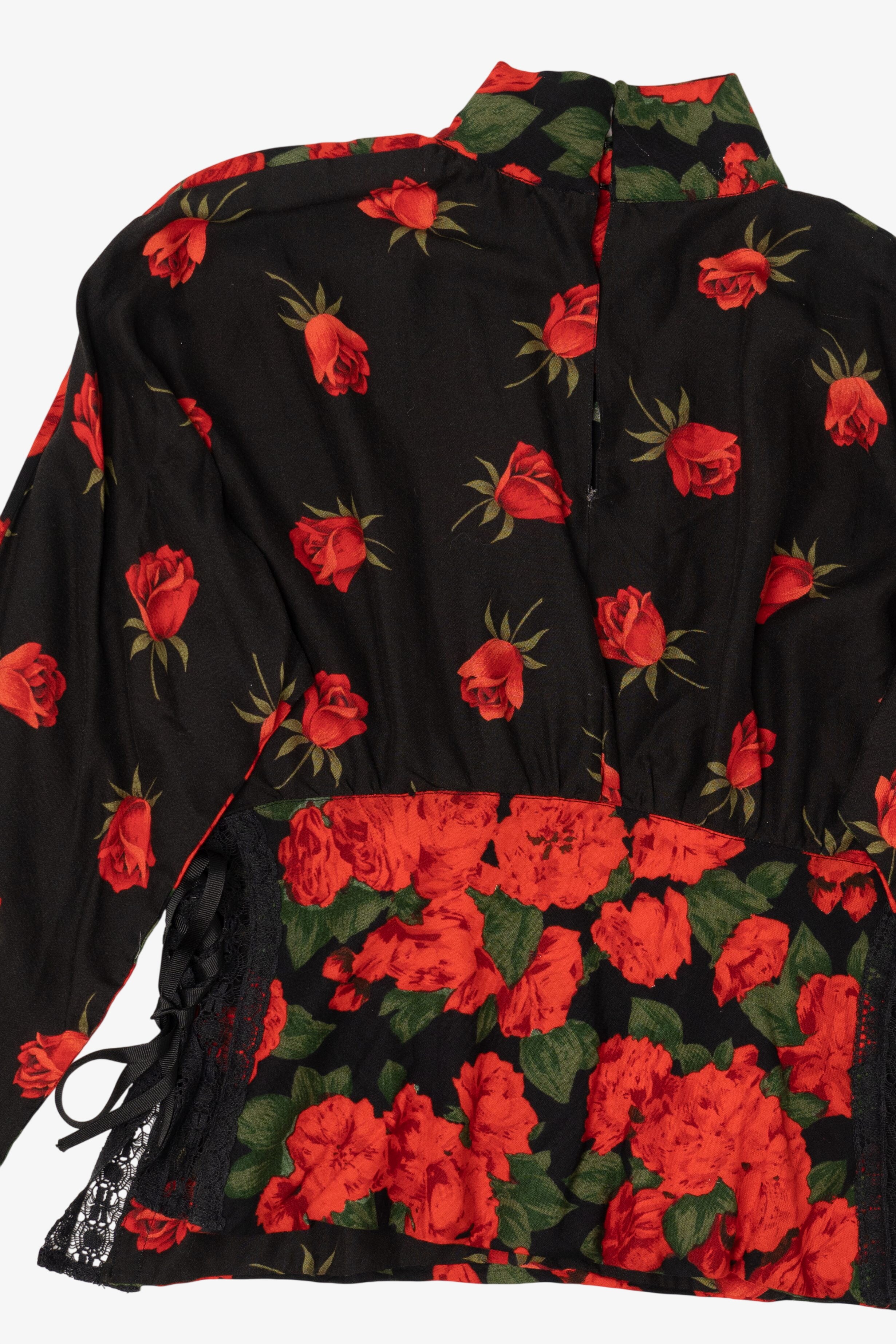 Vintage Red Roses Blouse (1990s)