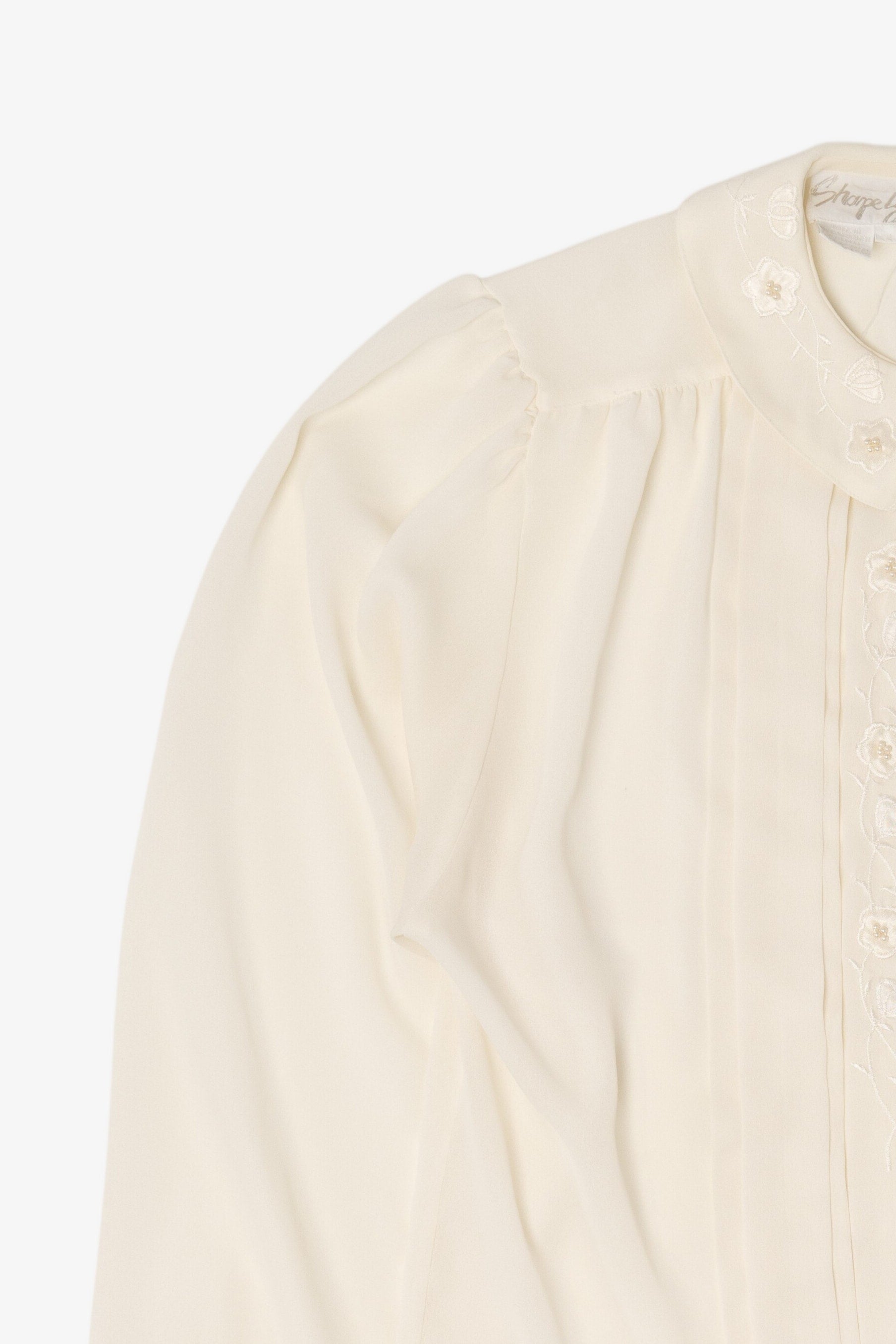Vintage Ivory Floral Shapely Blouse (1980s)