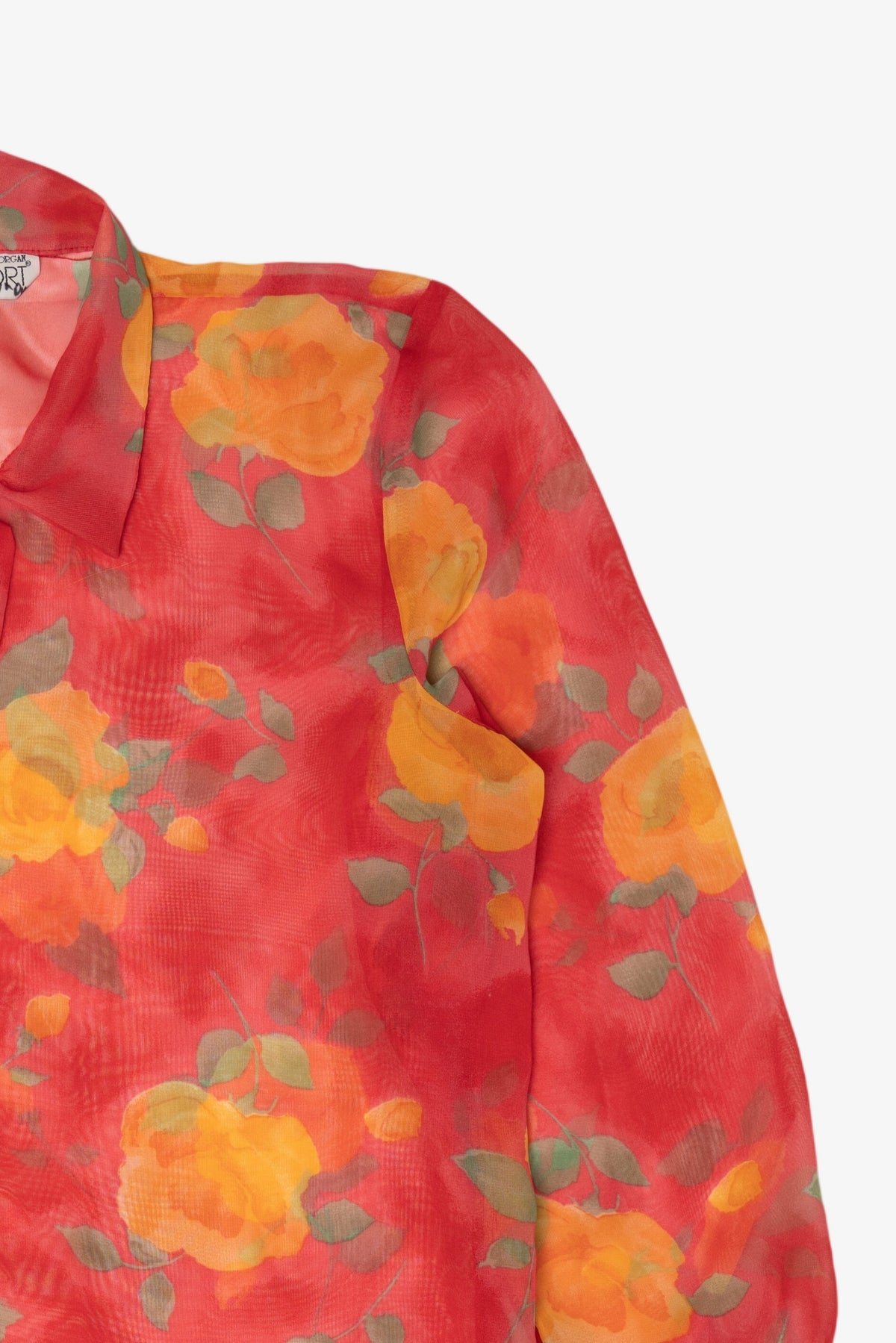 Vintage Red Floral Victoria Morgan Sport Blouse (1980s)