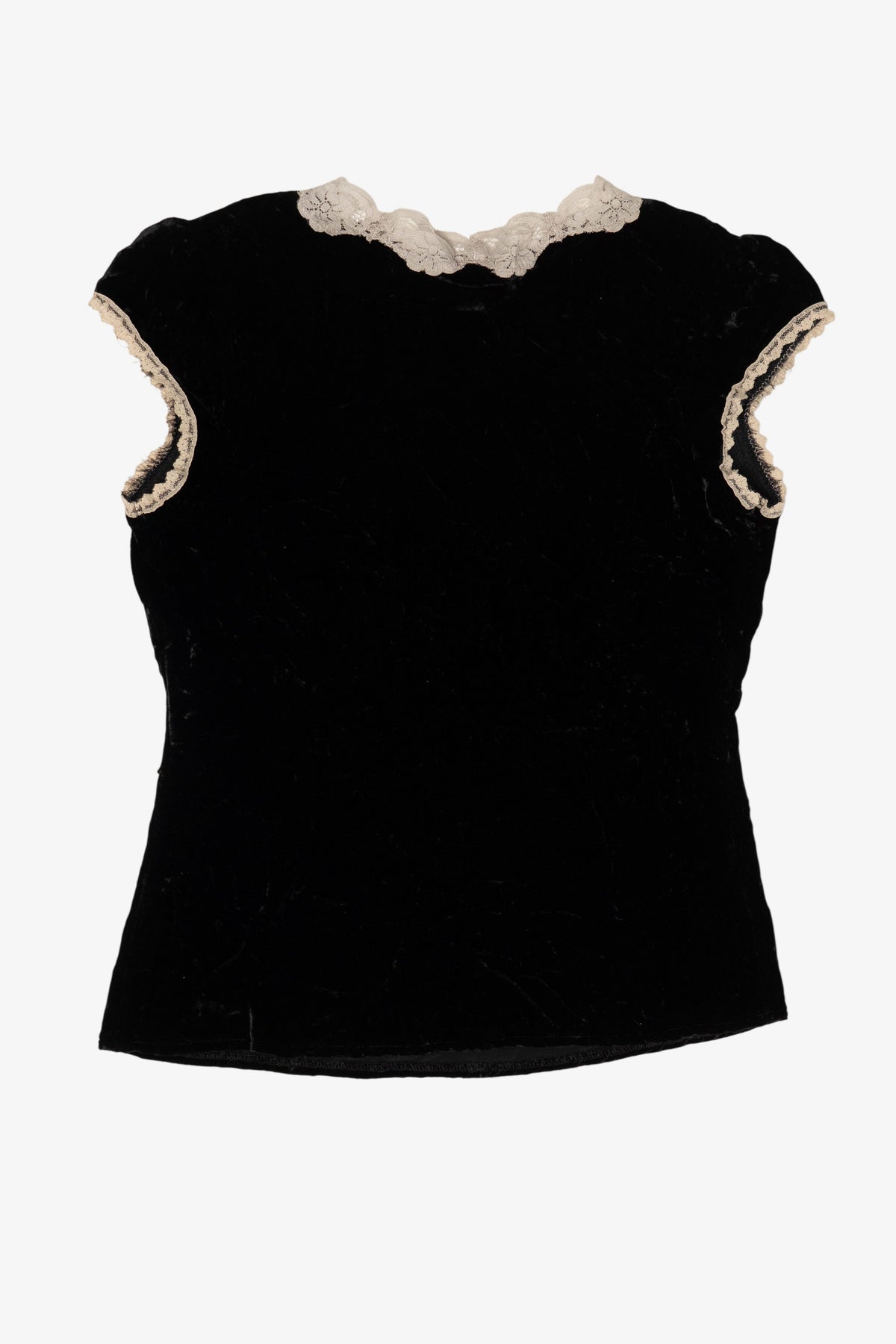 Vintage Black Velvet Lace V-Neck Gap Top (2000s)