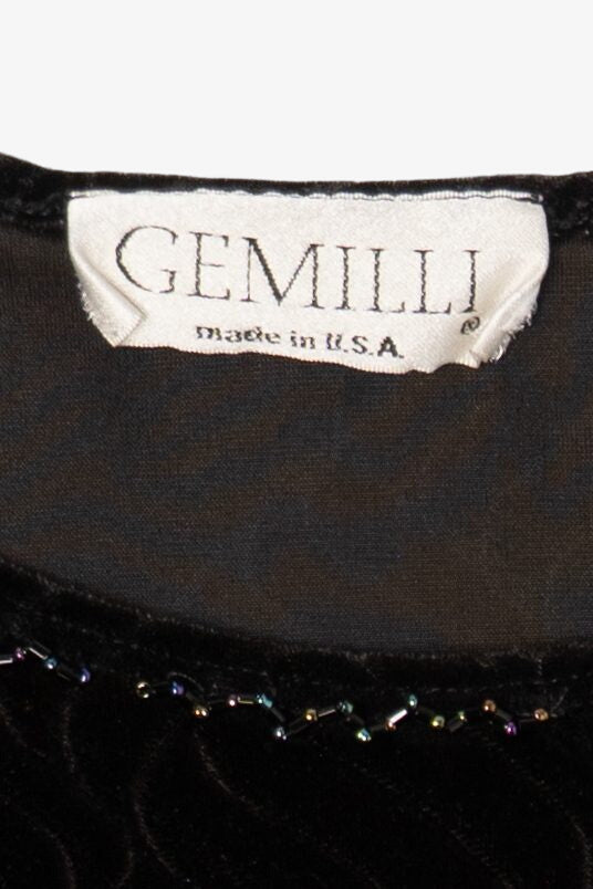 Vintage Black Gemilli Velvet Top (1990s)