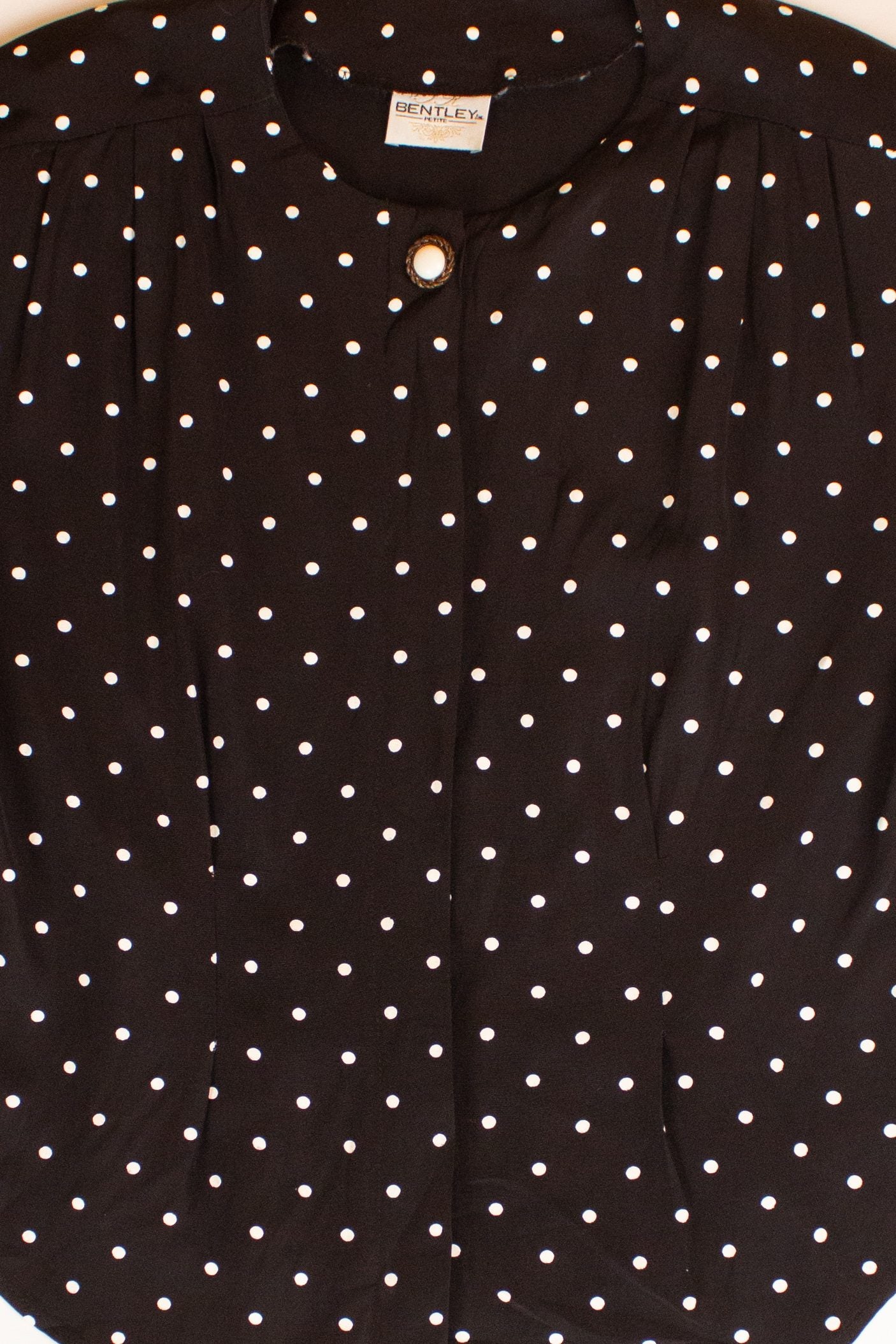 Vintage Black Polka Dot Button Up Blouse (1980s)