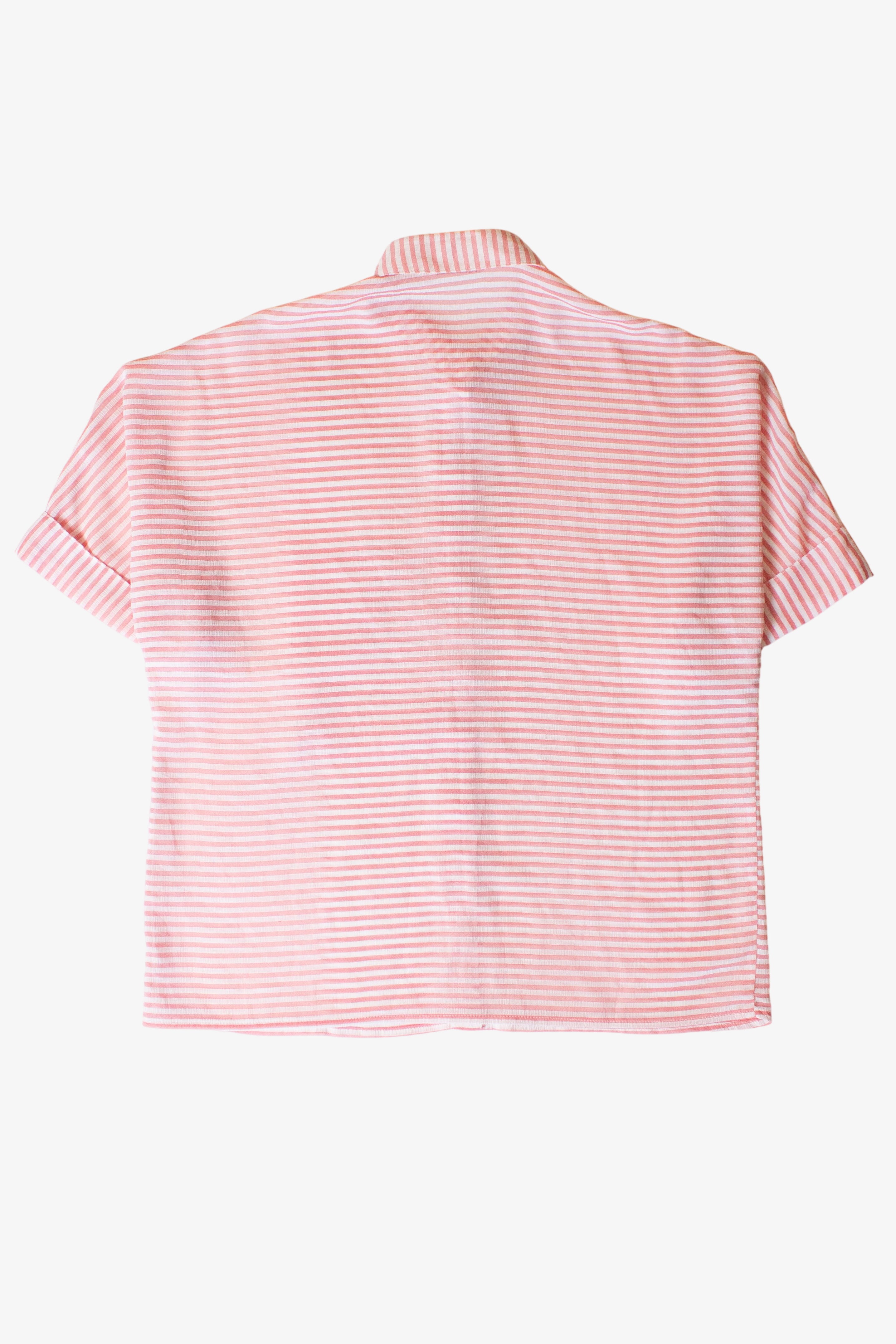 Vintage Pink Striped Gauze Button Up Blouse (1980s)