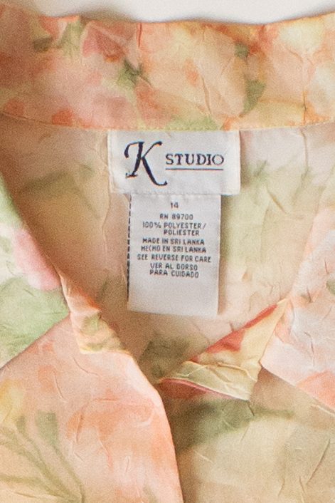 Vintage Peach Floral Button Up Blouse (1990s)