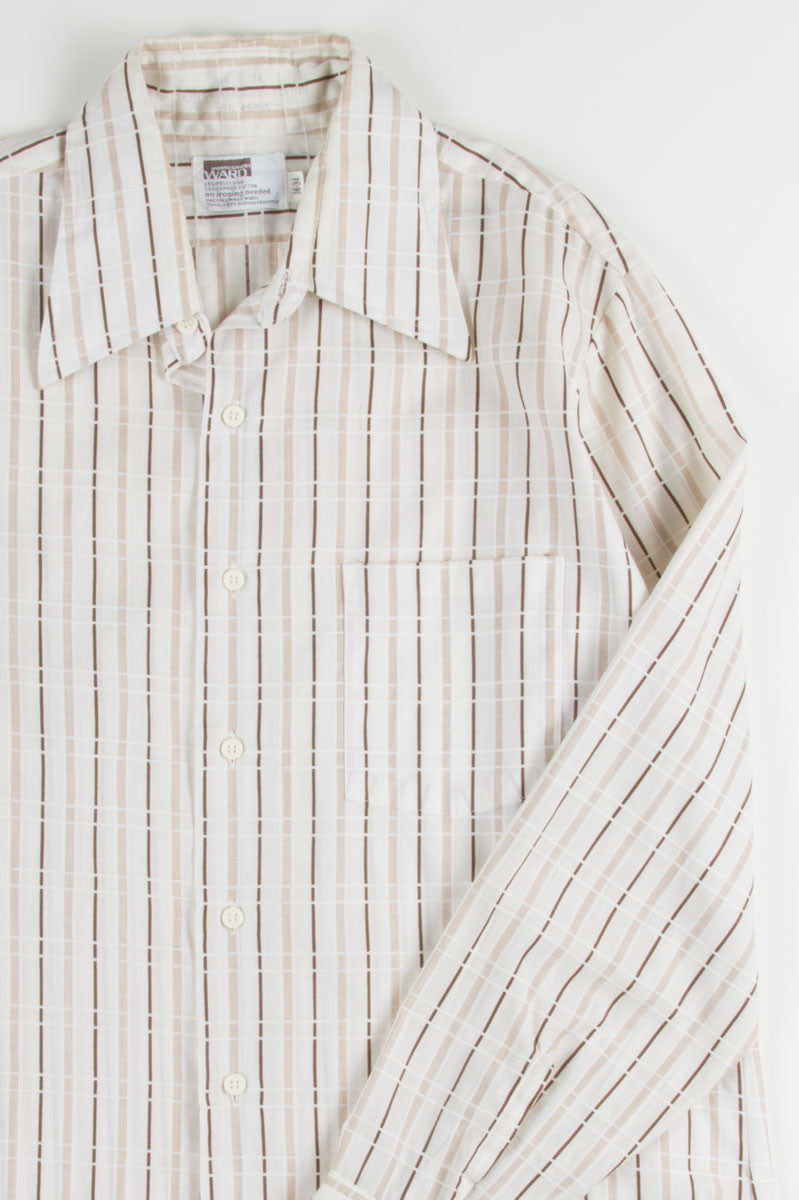 Beige & Rust Striped Button Up Shirt
