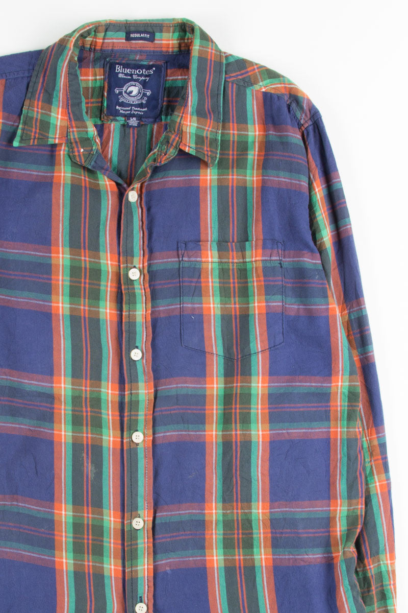Blue & Orange Plaid Button Up Shirt