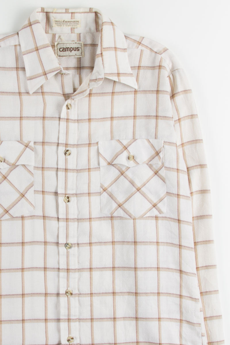 Beige Plaid Button Up Shirt
