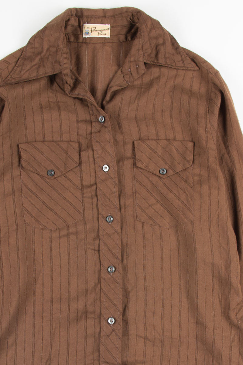 Brown Striped Button Up Shirt 1