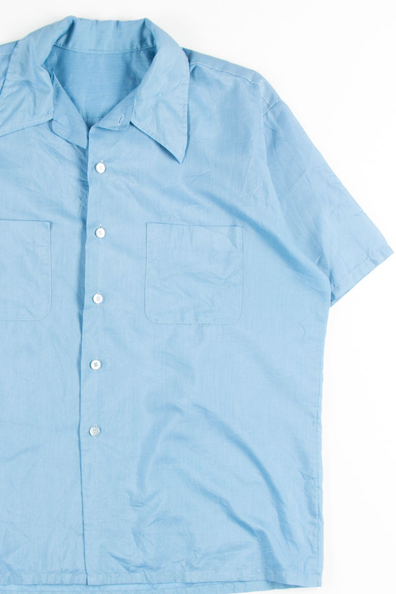 Blue Butterfly Collar Button Up Shirt