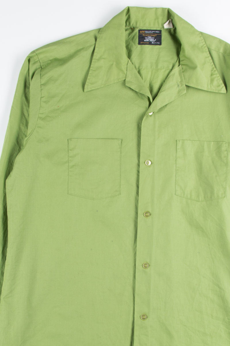 Green Butterfly Collar Button Up Shirt