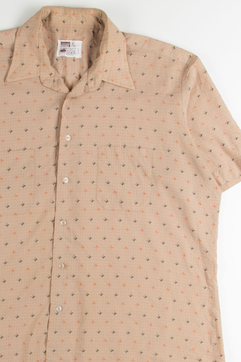 Brown Diamond Patterned Button Up Shirt