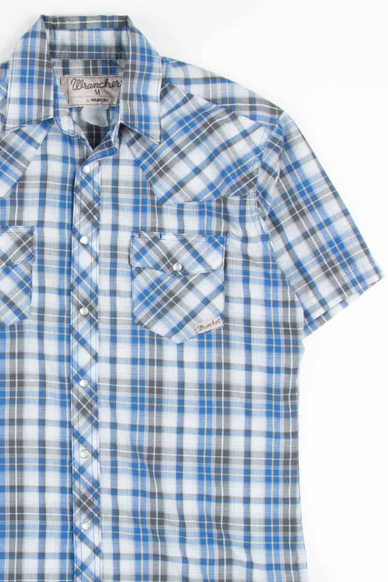 Blue Plaid Wrangler Button Up Shirt