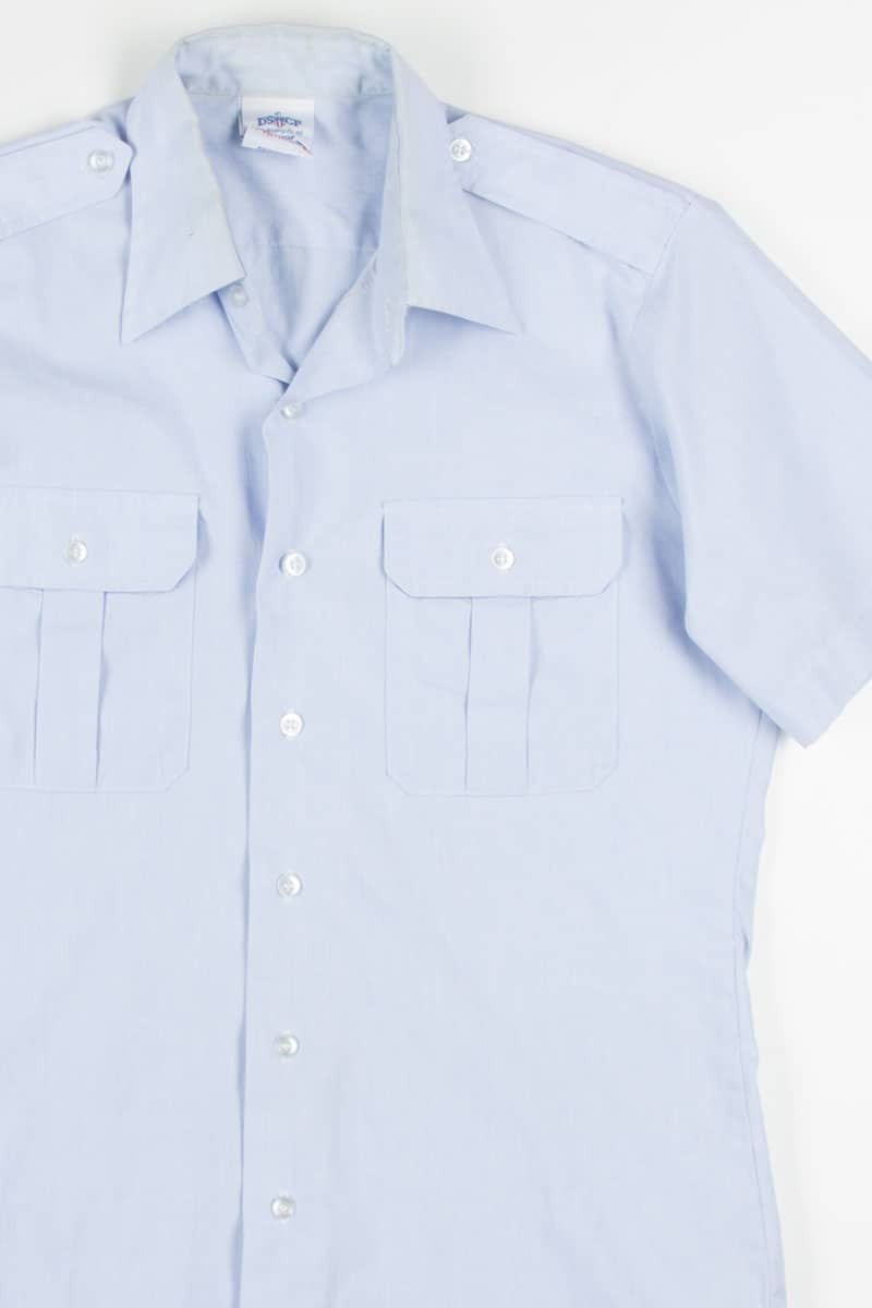 Blue Shoulder Straps Button Up Shirt