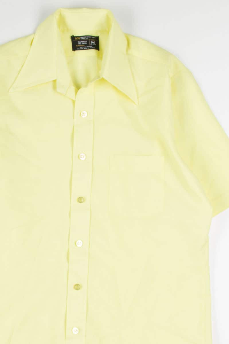 Vintage Yellow Butterfly Collar Button Up Shirt