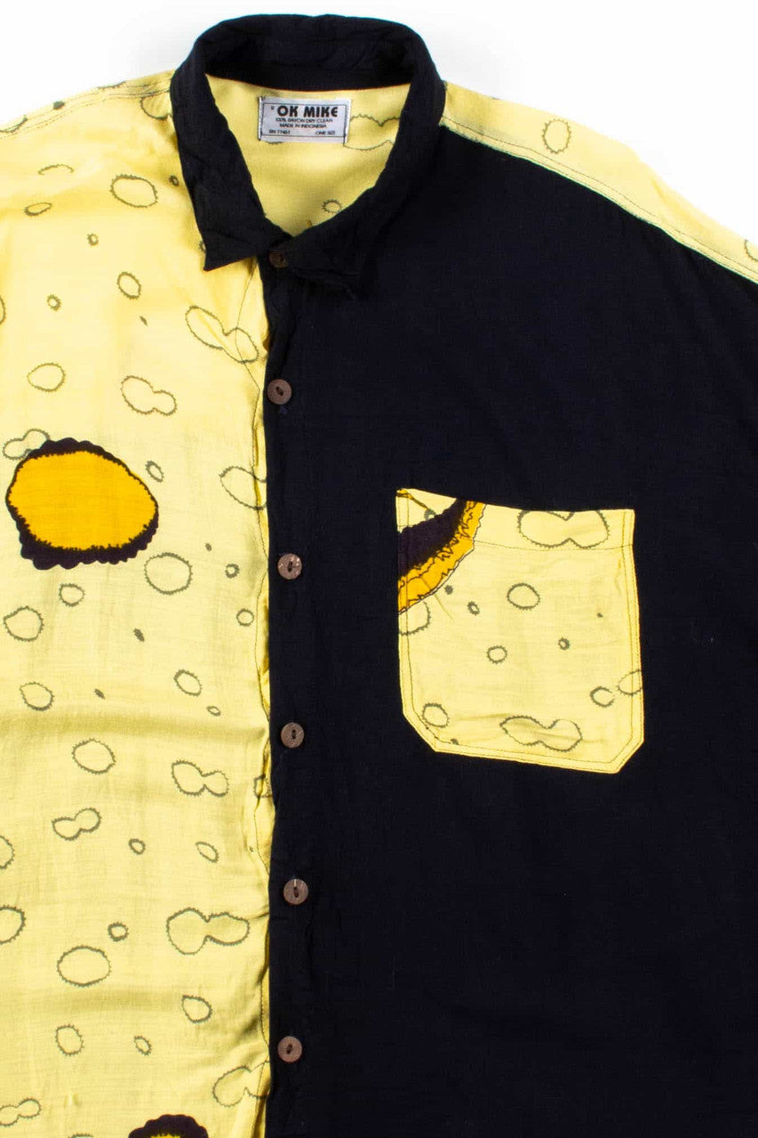 Black & Yellow Splotchy Button Up Shirt
