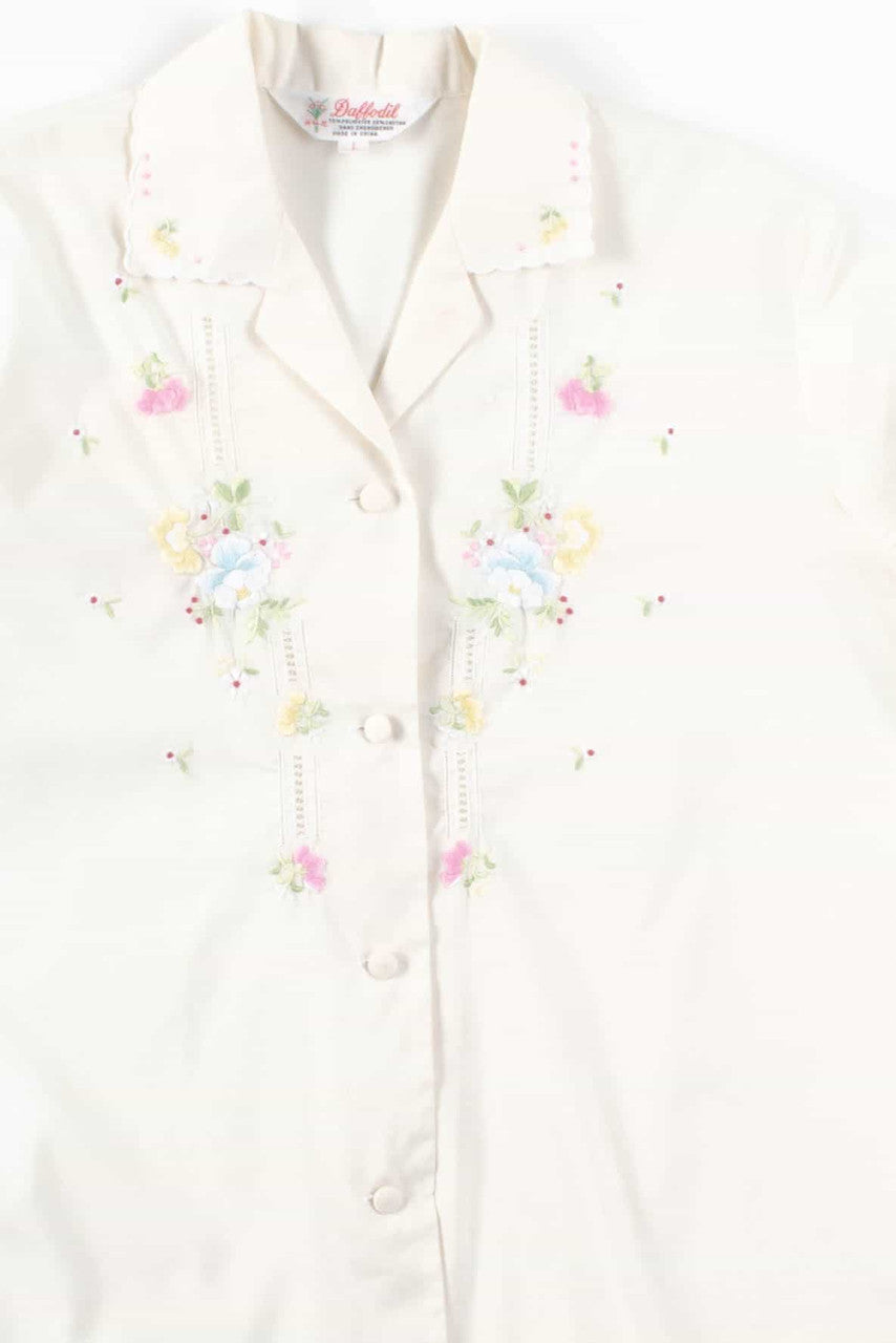 White Floral Button Up Shirt