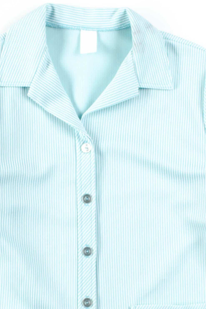 Blue Ribbed Button Up Shirt