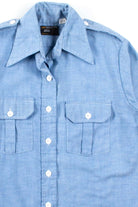 Chambray Butterfly Collar Button Up Shirt