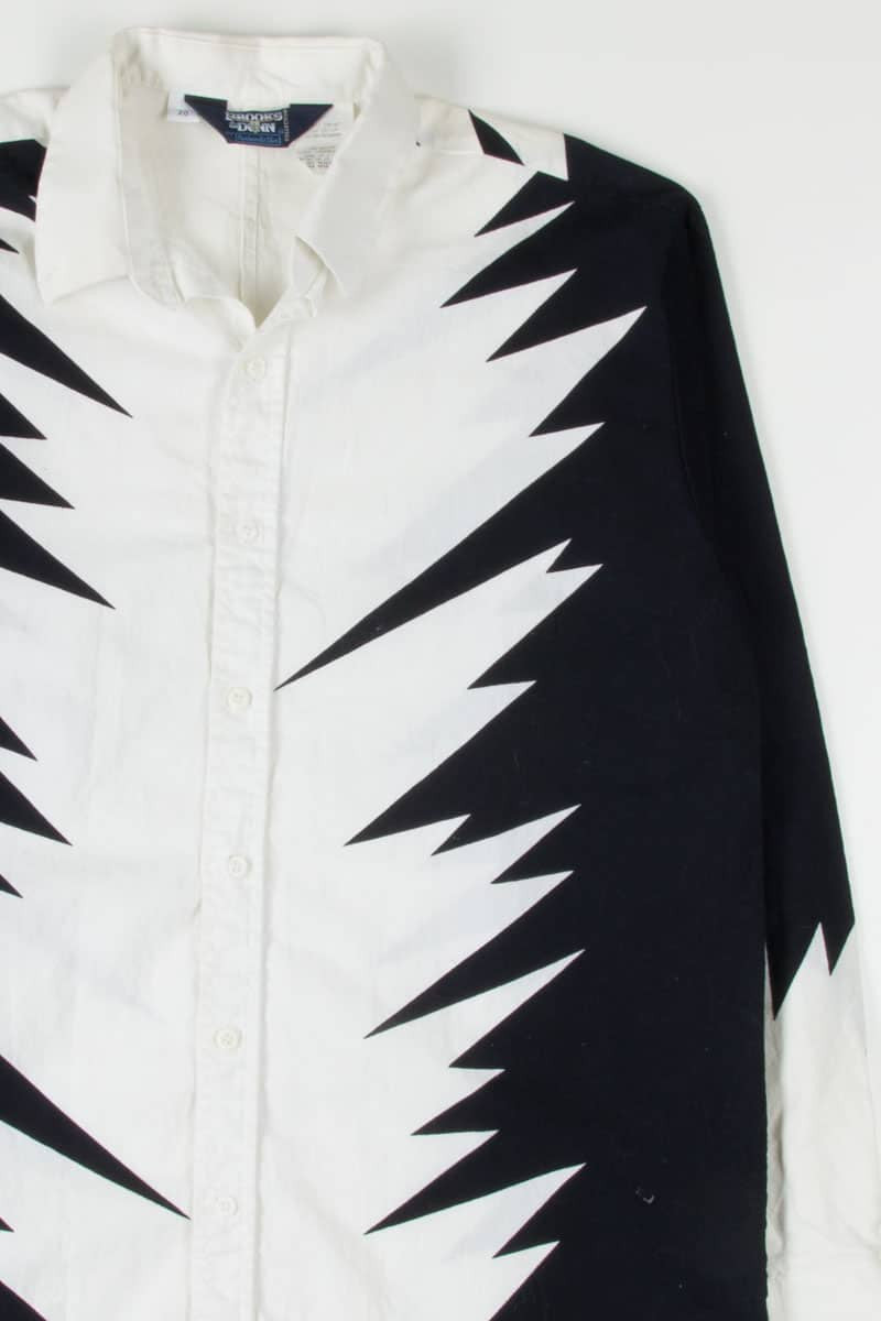 Vintage Western Black & White Zig Zag Button Up Shirt
