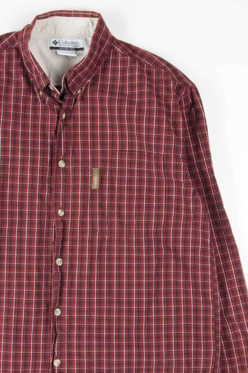 Burgundy Plaid Columbia Button Up Shirt