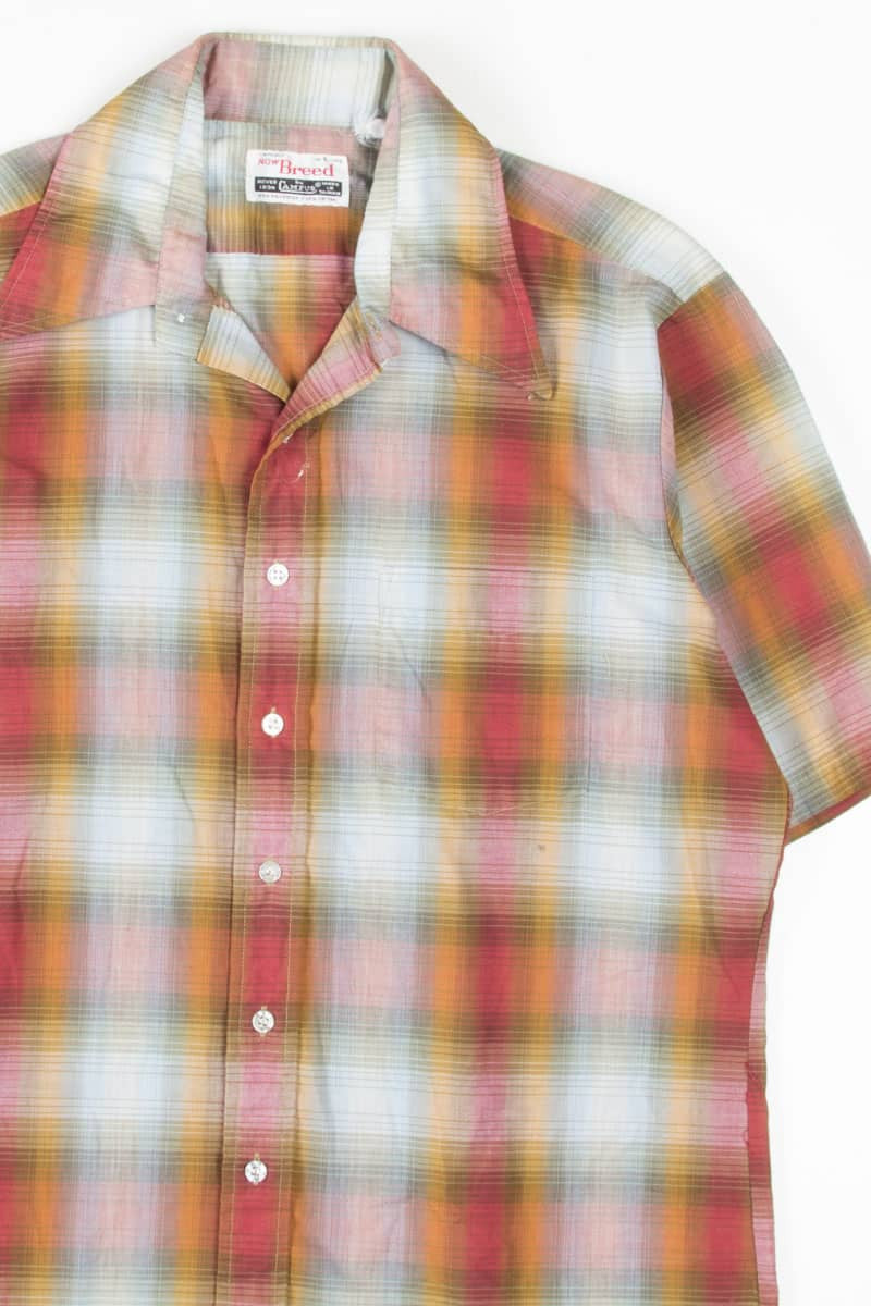 Vintage Earth Tones Plaid Button Up Shirt