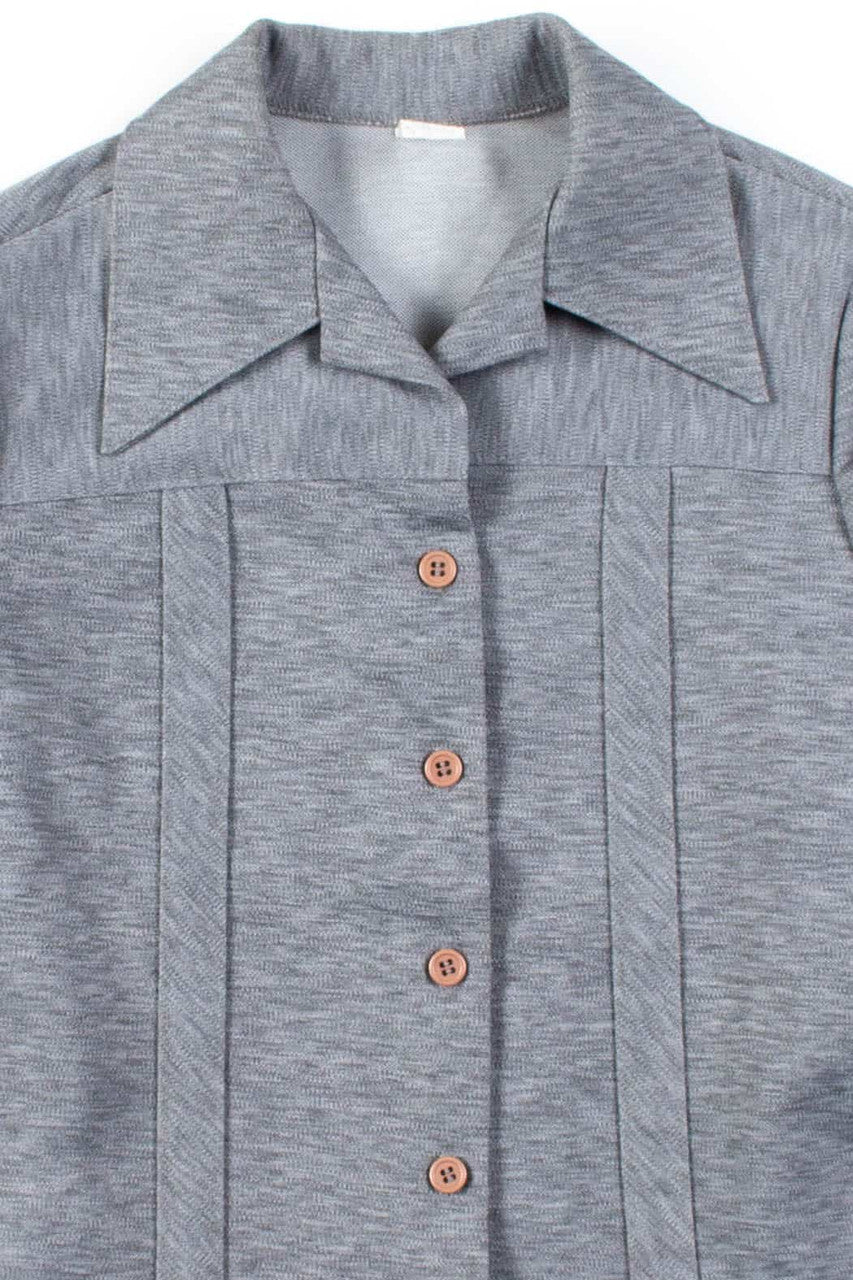 Heather Grey Butterfly Collar Button Up Shirt
