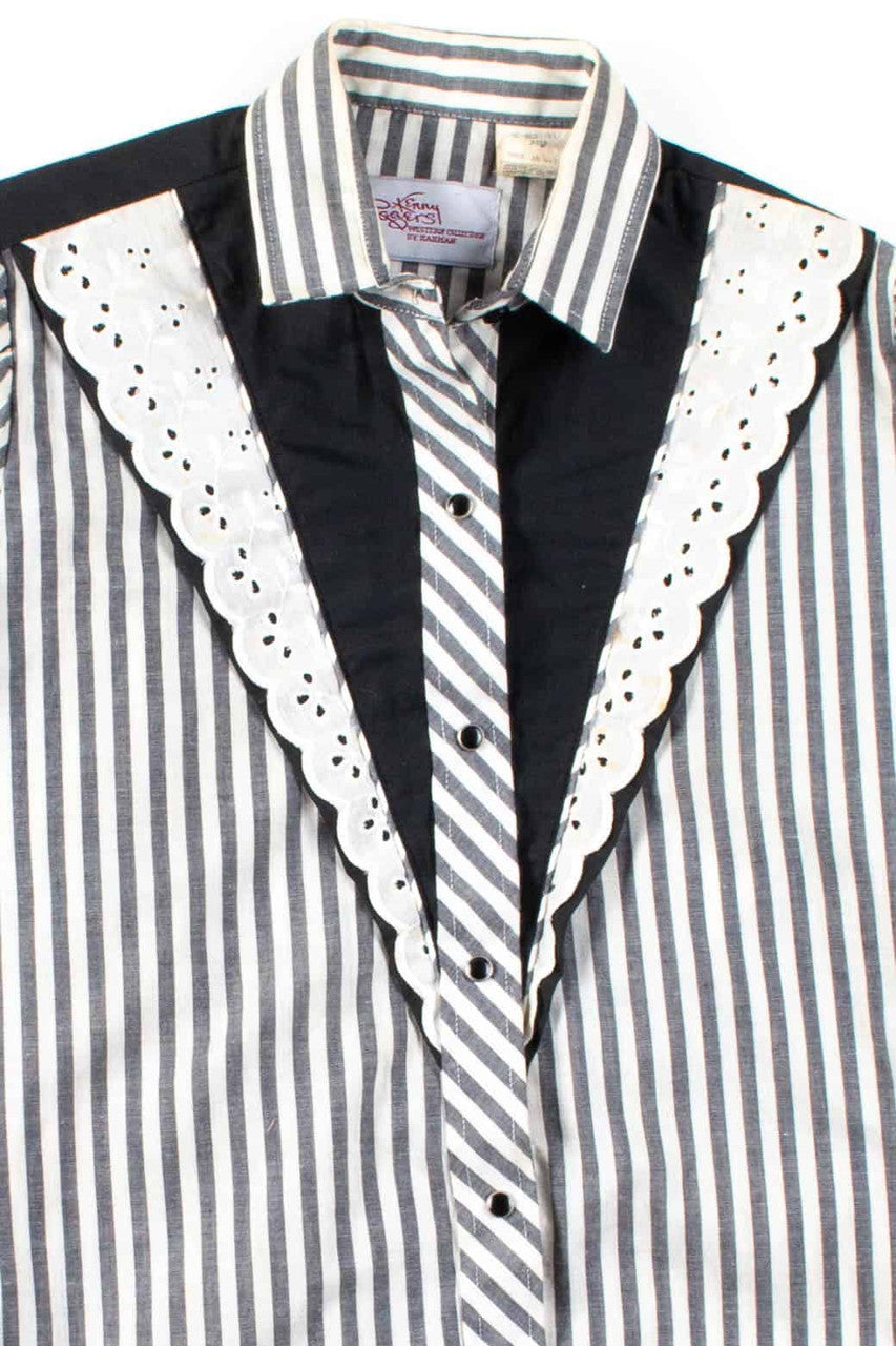 Striped Lace Button Up Shirt