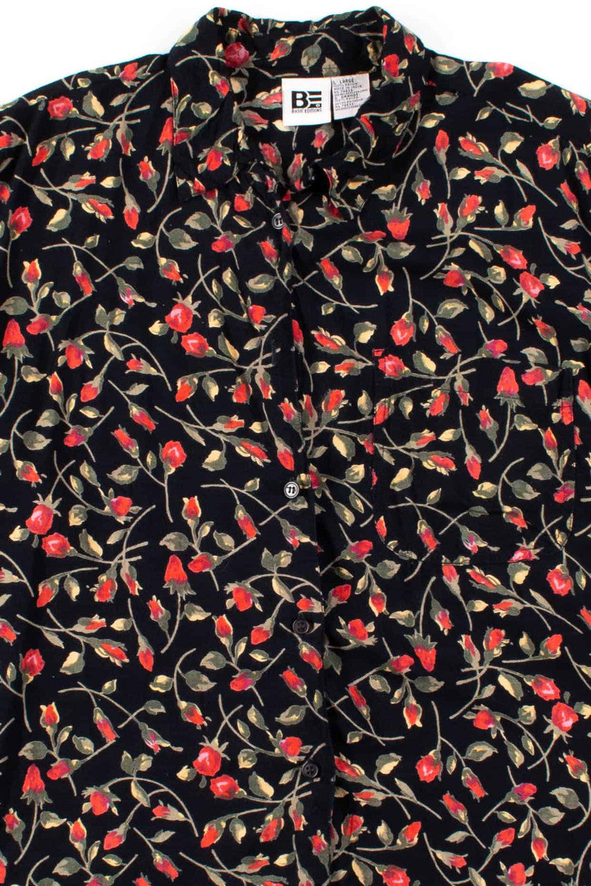 Black Roses Button Up Shirt
