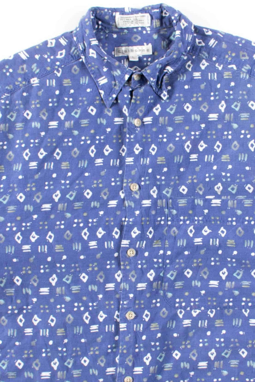 Blue Diamond Pattern Button Up Shirt